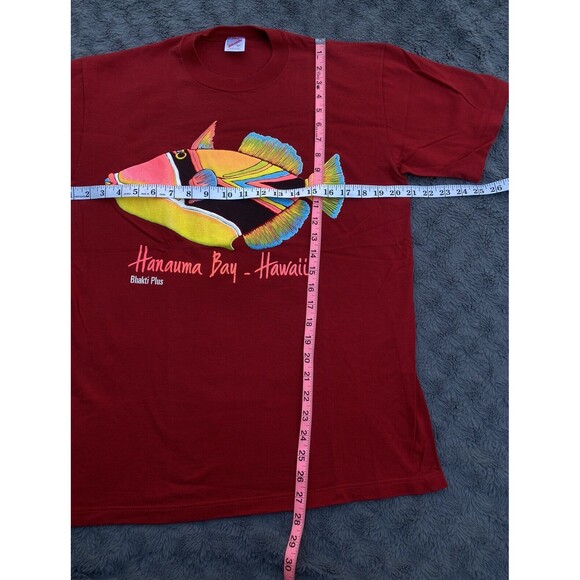 Vintage Hawaii Fish Size Large L Red Puff Print T Shirt Single Stitch - Picture 6 of 12